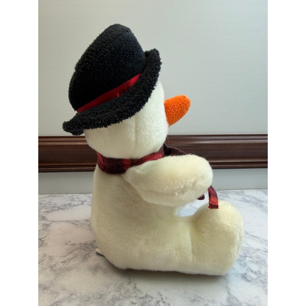 Build a Bear Holiday Pals Snowman Plush Black Top Hat Red Plaid Scarf 8.5 Inch - Picture 8 of 12